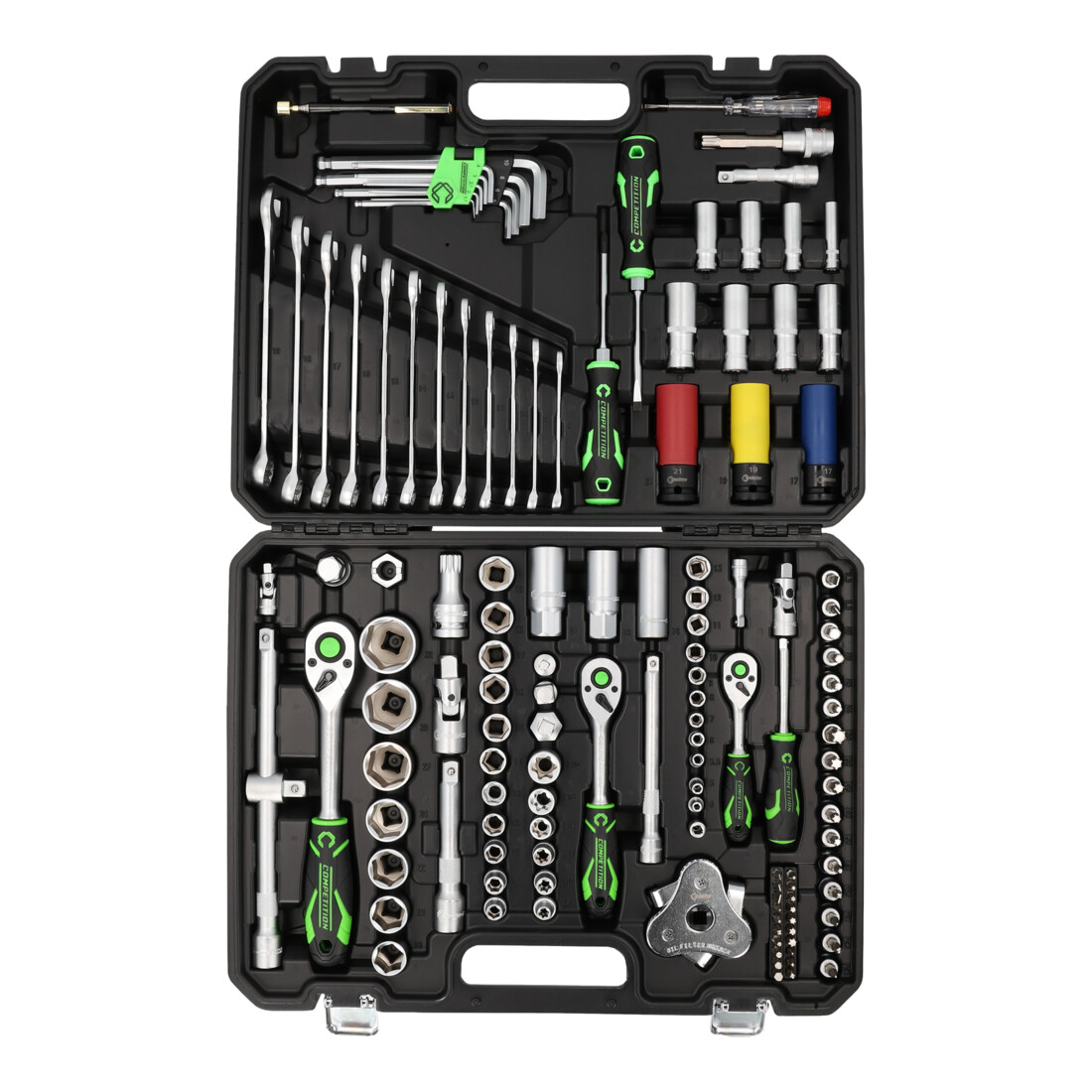 KS Tools COMPETITION Jeu de clés à douille 1/4"+3/8"+1/2", 132 pcs, spécial auto