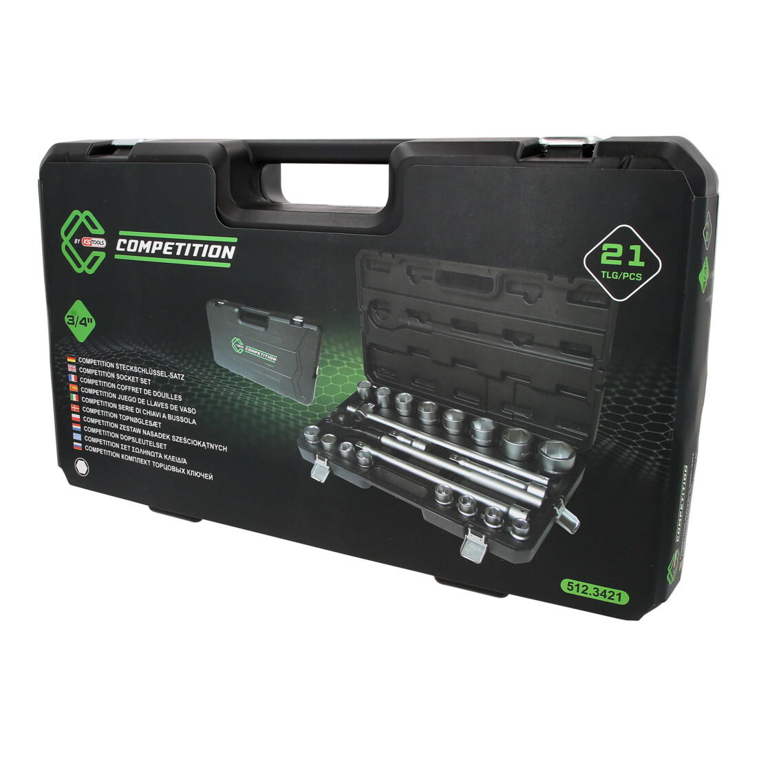 KS Tools COMPETITION Jeu de clés à douille 3/4", 21 pièces