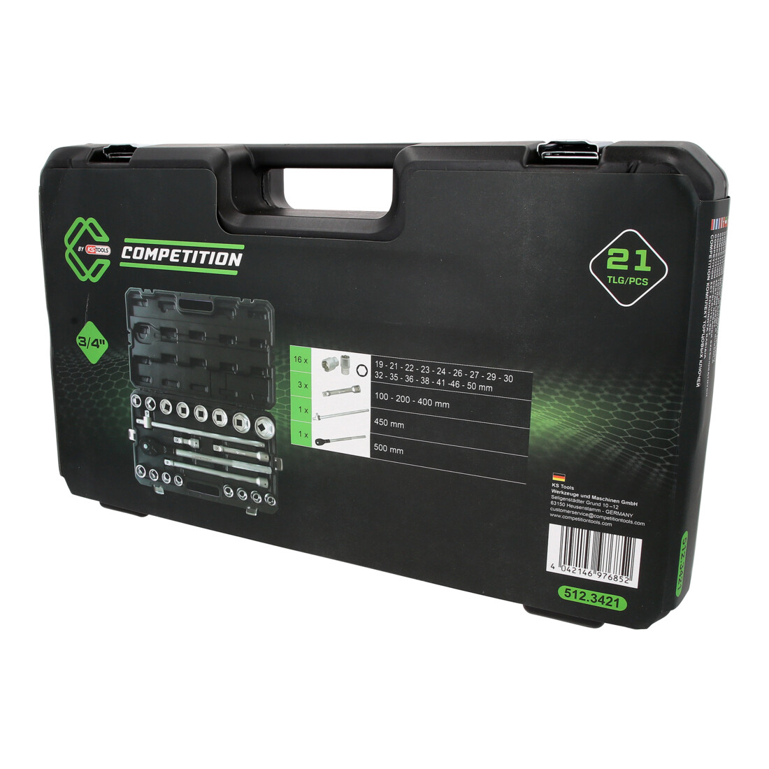 KS Tools COMPETITION Jeu de clés à douille 3/4", 21 pièces
