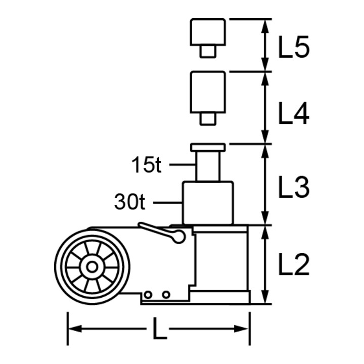 KS Tools Cric hydraulique à air comprimé 30 t / 15 t