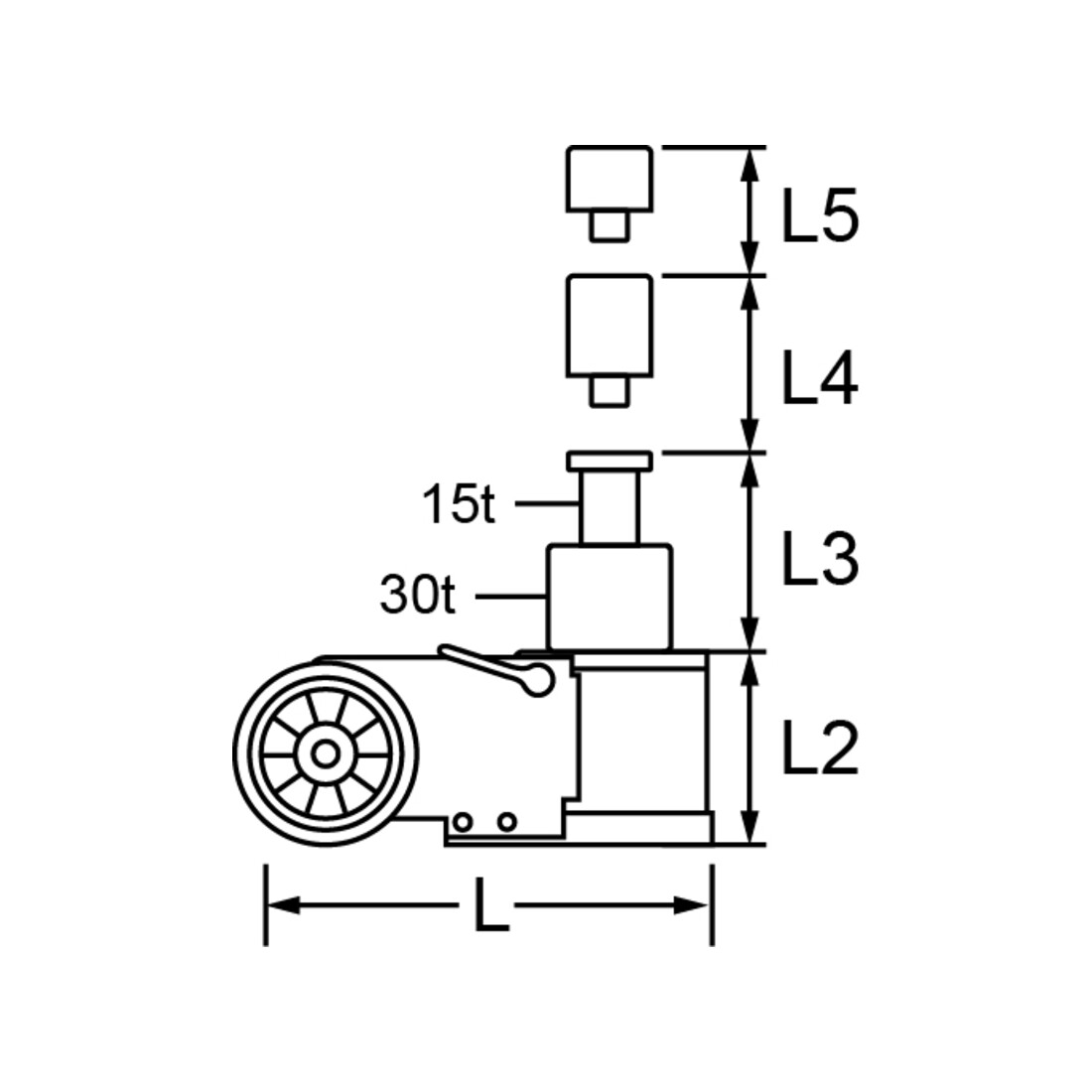 KS Tools Cric hydraulique à air comprimé 30 t / 15 t