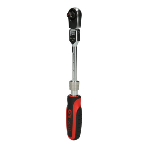 KS Tools Cricchetto reversibile 1/4" SlimPOWER a snodo telescopico, 72 denti