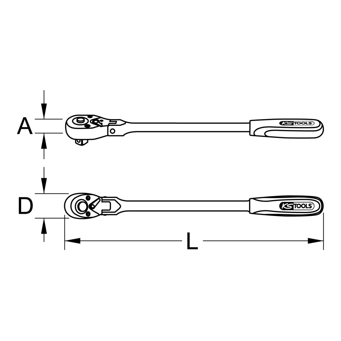 KS Tools Cricchetto reversibile articolato 1/2", 72 denti