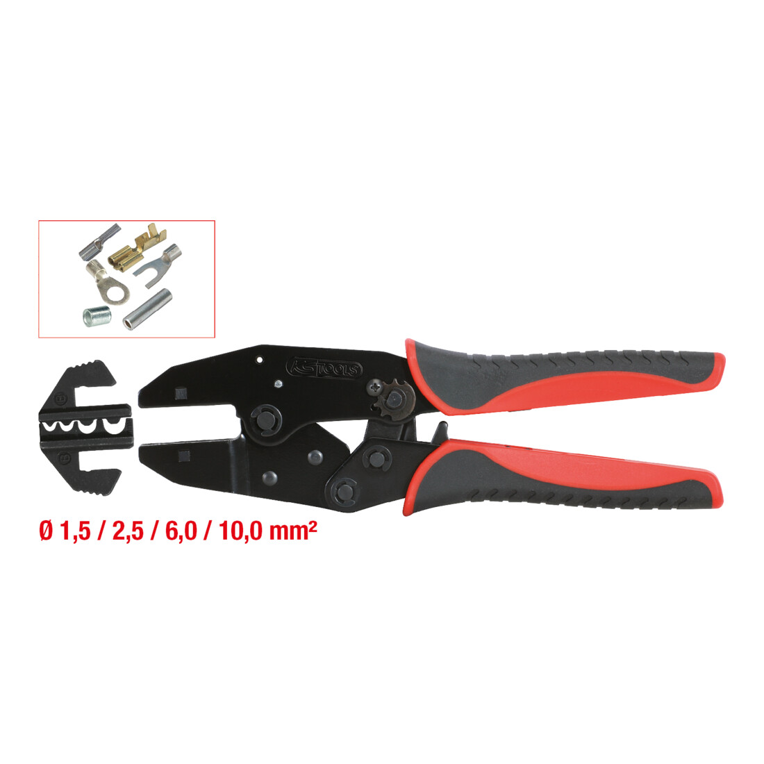 KS Tools Crimpzange für nicht isolierte Kabelschuhe, 220mm