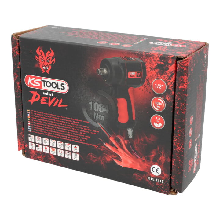 KS Tools DE miniDEVIL krachtige luchtslagmoersleutel 1/2 inch, 1084Nm