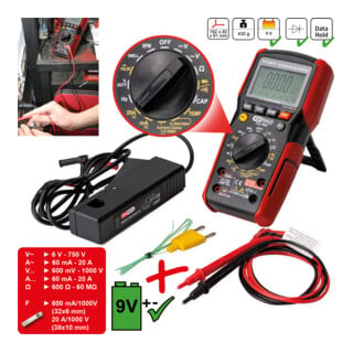 KS Tools Digital Multimeter inkl. Prüfspitzen mit integriertem Schlagschutz
