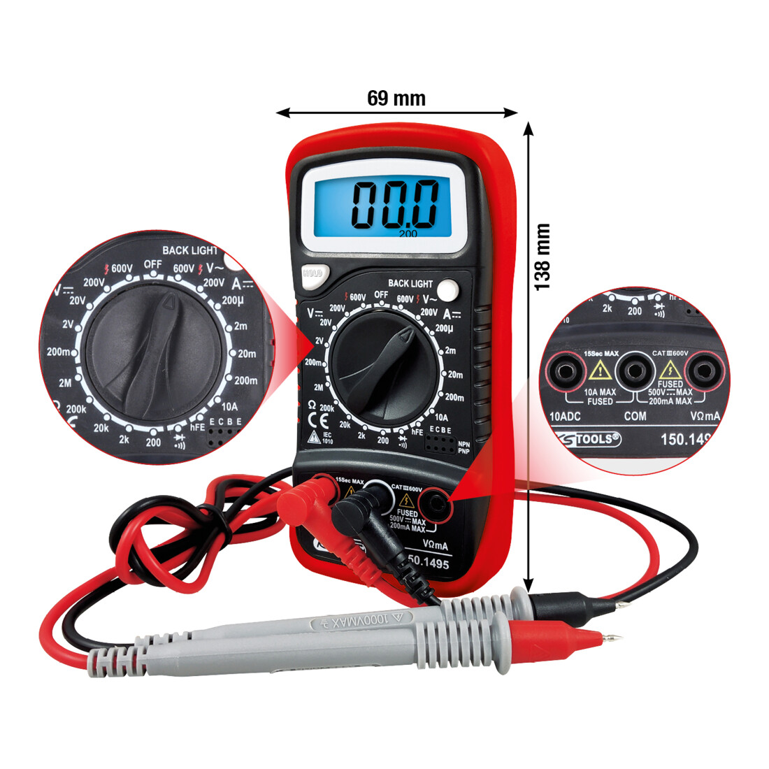 KS Tools digitale multimeter incl. testsondes