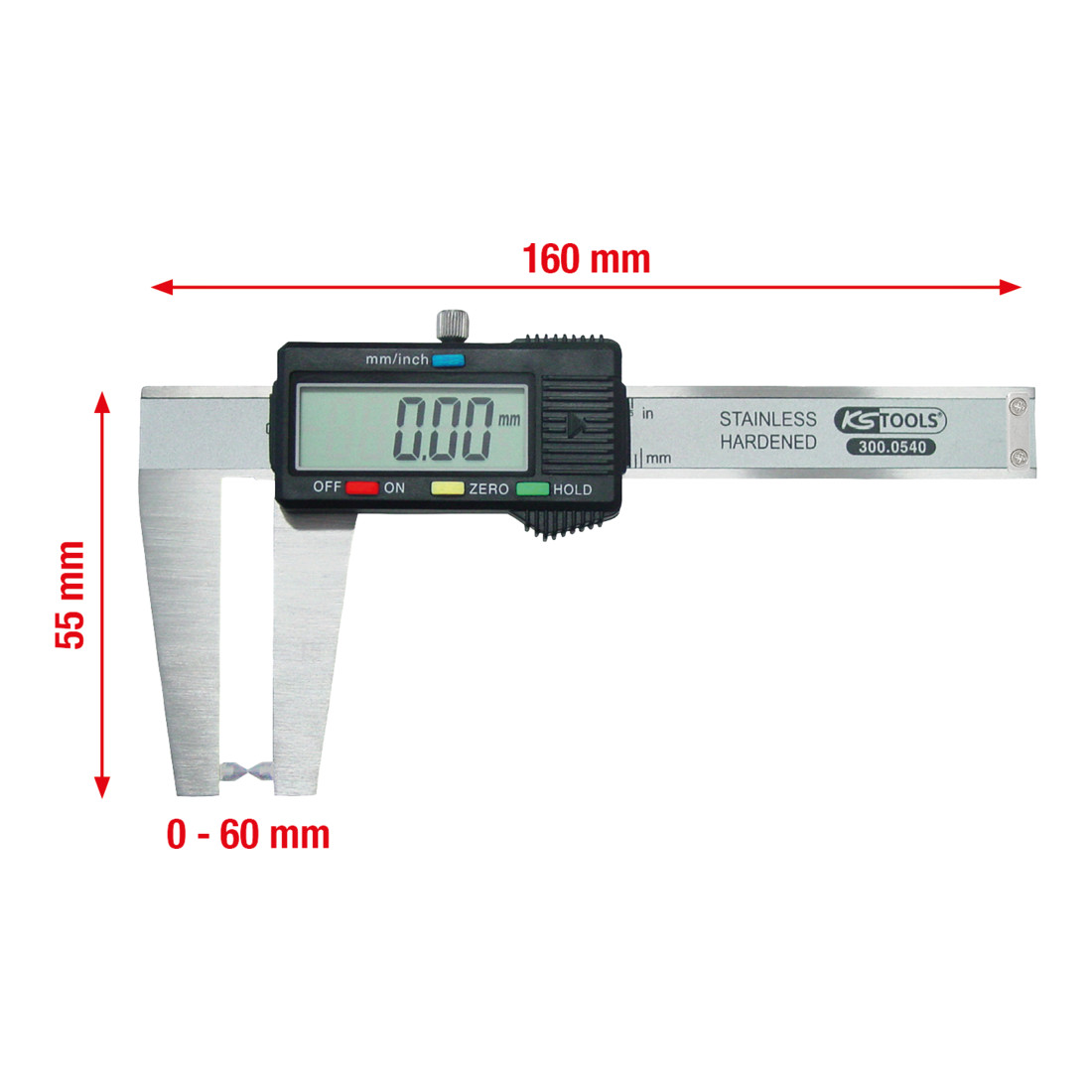 KS Tools digitale remschijfklauw 0-60 mm, 160 mm