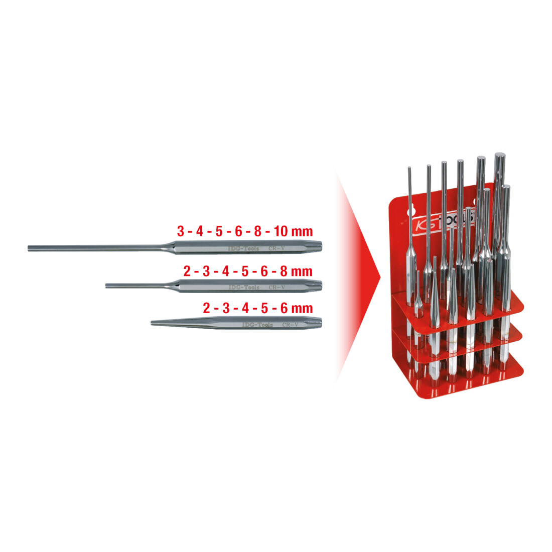 KS Tools driftpons set, 17 stuks