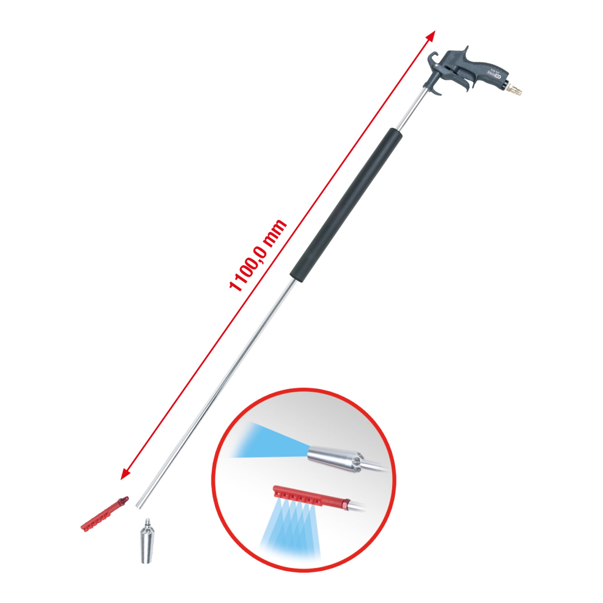 KS Tools Druckluft-Ausblaspistole lange Ausführung aus Kunststoff und Metall 3-teilig, 5151915