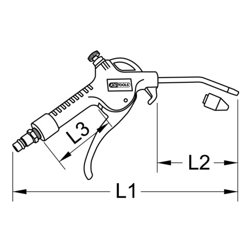 KS Tools Druckluft-Ausblaspistole mit Durchflussregulierung