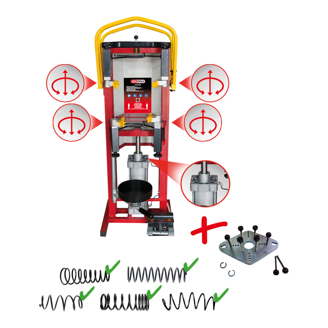 KS Tools Druckluft-Stand-Federspanner inkl. Adapterplatte