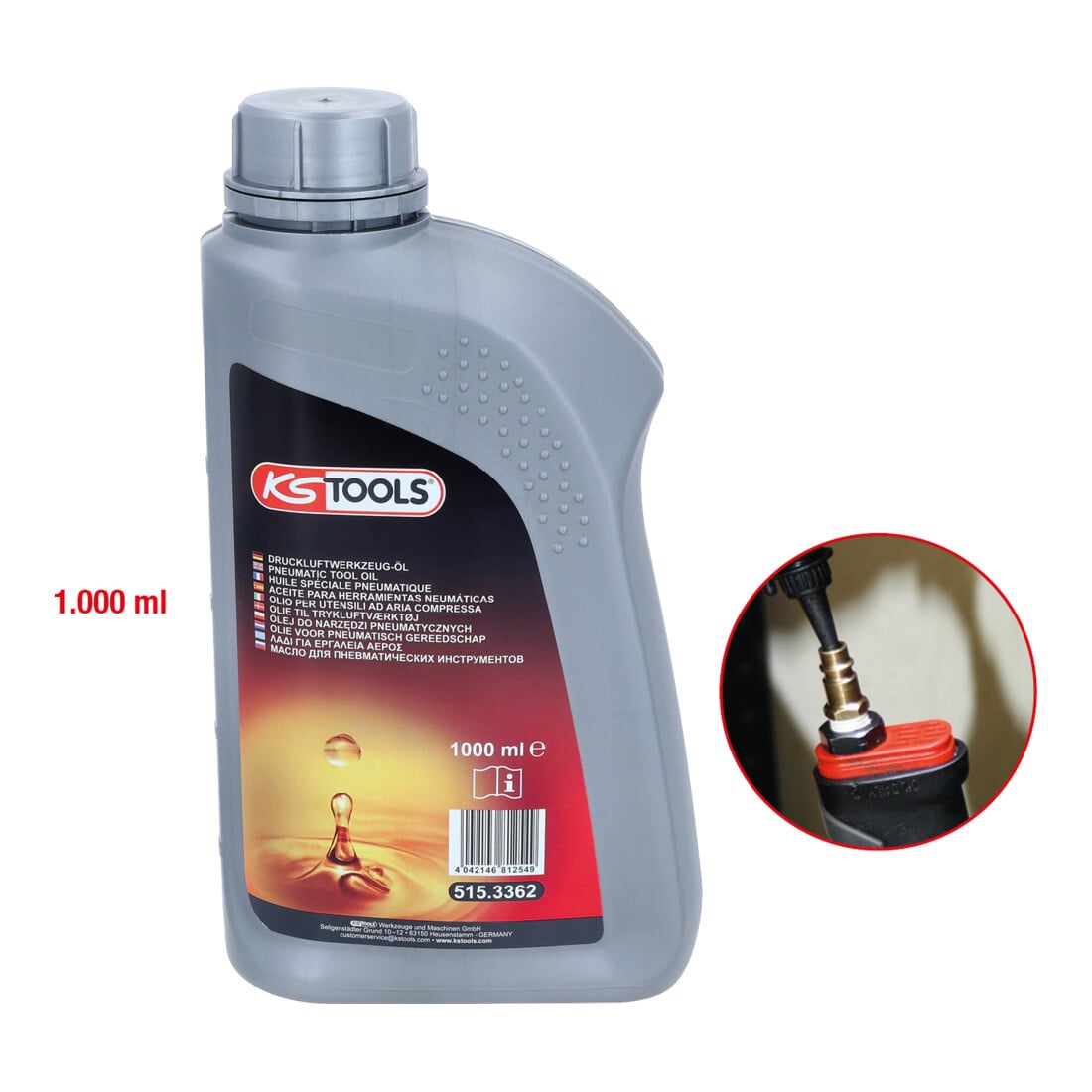 KS Tools Druckluftwerkzeug-Öl, 1000ml