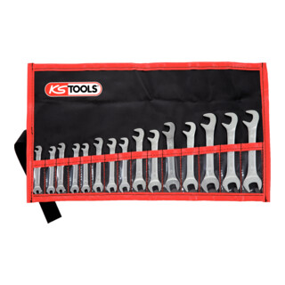 KS Tools dubbele steeksleutelset,15°+75° 15-delig.3.2-14mm