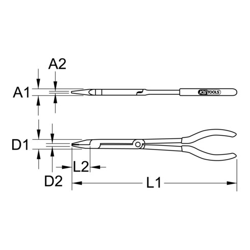 KS Tools dubbelgebroken platte neus tang, XL