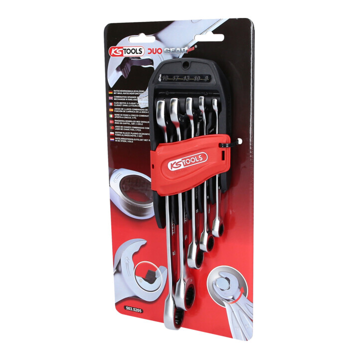 KS Tools DUO GEARplus Clés mixtes à cliquet avec système de cliquet dans la fourche, 5 pcs.