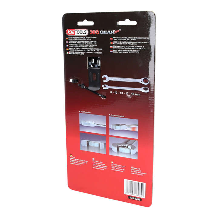 KS Tools DUO GEARplus Clés mixtes à cliquet avec système de cliquet dans la fourche, 5 pcs.