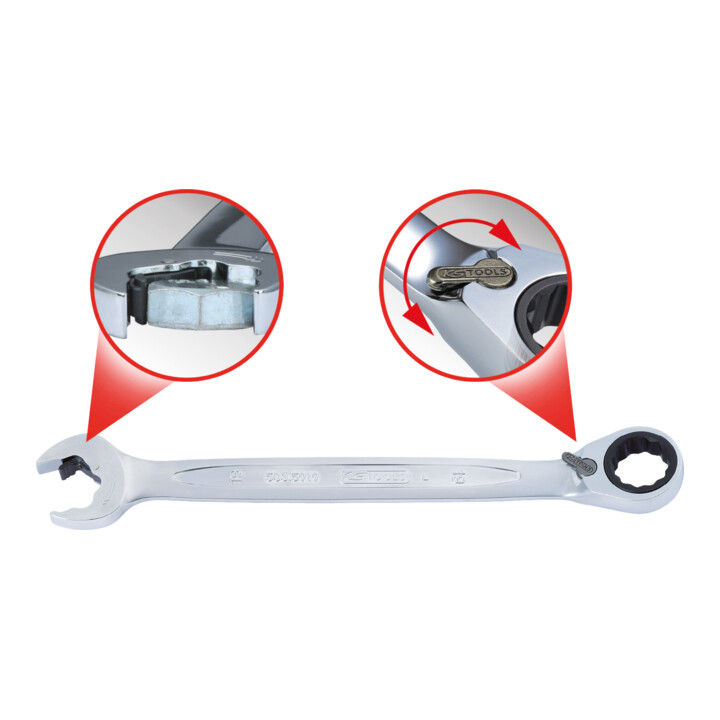 KS Tools duo geARplus steeksleutel, ratelfunctie 10mm, verstelbaar