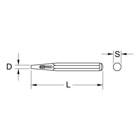 KS Tools Durchtreiber, 8-kant, Form D