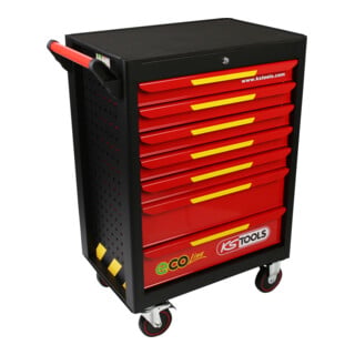 KS Tools ECOline SCHWARZ/ROT/GELB Werkstattwagen mit 7 Schubladen