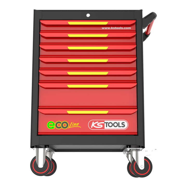 KS Tools ECOline SCHWARZ/ROT/GELB Werkstattwagen mit 7 Schubladen