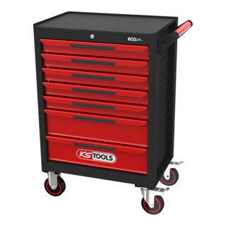 KS Tools ECOline SCHWARZ/ROT werkplaatswagen met 7 laden