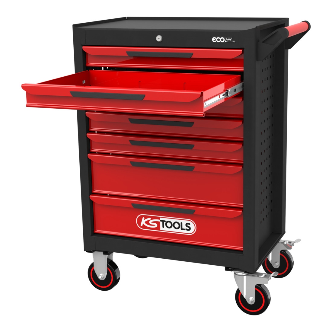 KS Tools ECOline SCHWARZ/ROT werkplaatswagen met 7 laden