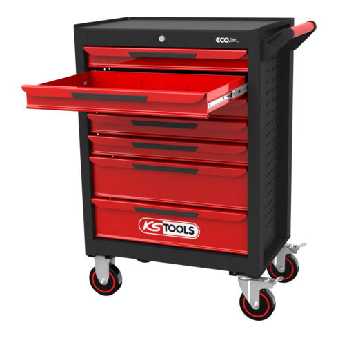 KS Tools ECOline SCHWARZ/ROT werkplaatswagen met 7 laden