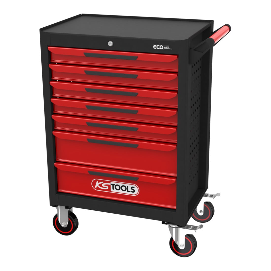 KS Tools ECOline SCHWARZ/ROT Werkstattwagen mit 7 Schubladen