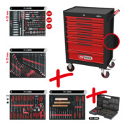 KS Tools ECOline werkplaatswagen met 7 laden en 515 premium gereedschappen, zwart-rood