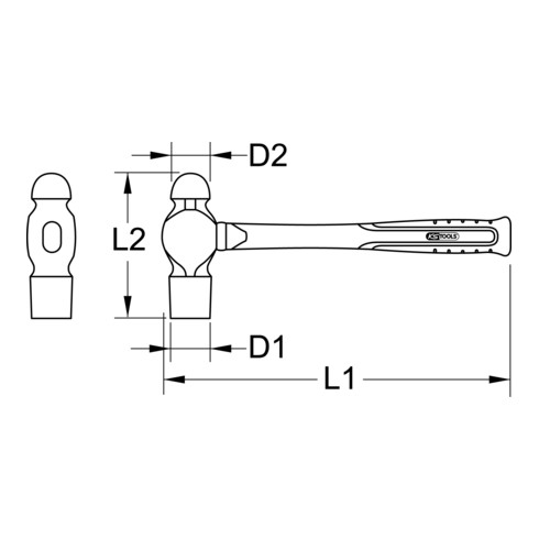 KS Tools EDELSTAHL Schlosserhammer mit Fiberglasstiel