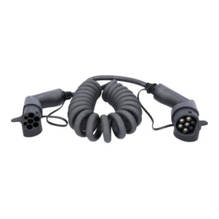 KS Tools efuturo spiraal laadkabel type 2 naar type 2 stekker, 3 fasen, tot 22 kW, 32 A, 400 V, mode 3, 5 meter