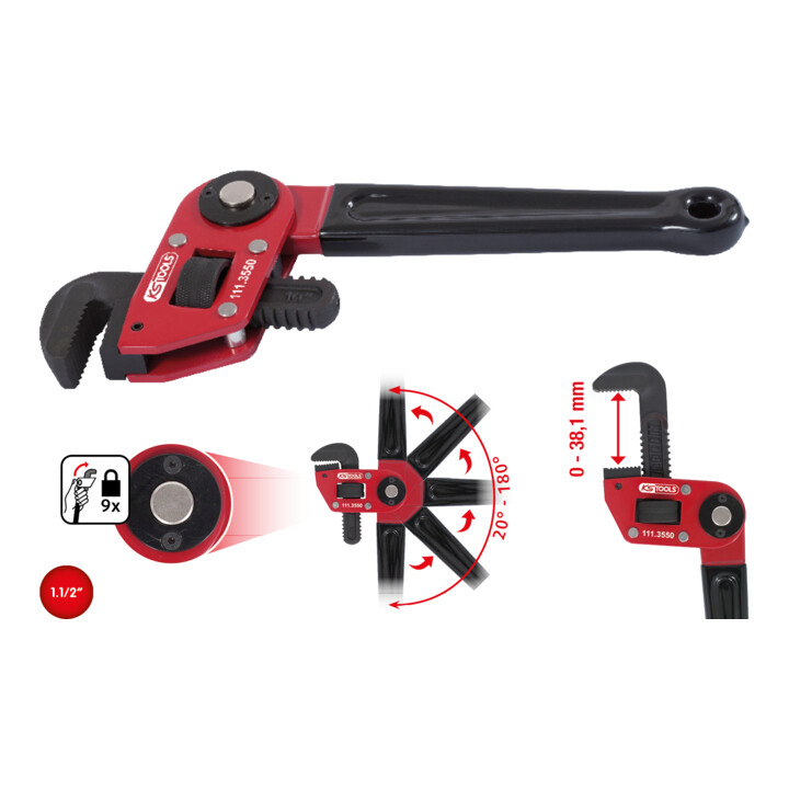 KS Tools Einhand-Rohrzange 1.1/2" mit verstellbarem Kopf
