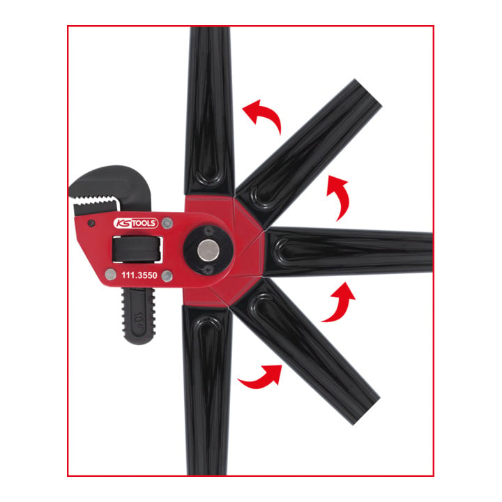 KS Tools Einhand-Rohrzange 1.1/2" mit verstellbarem Kopf