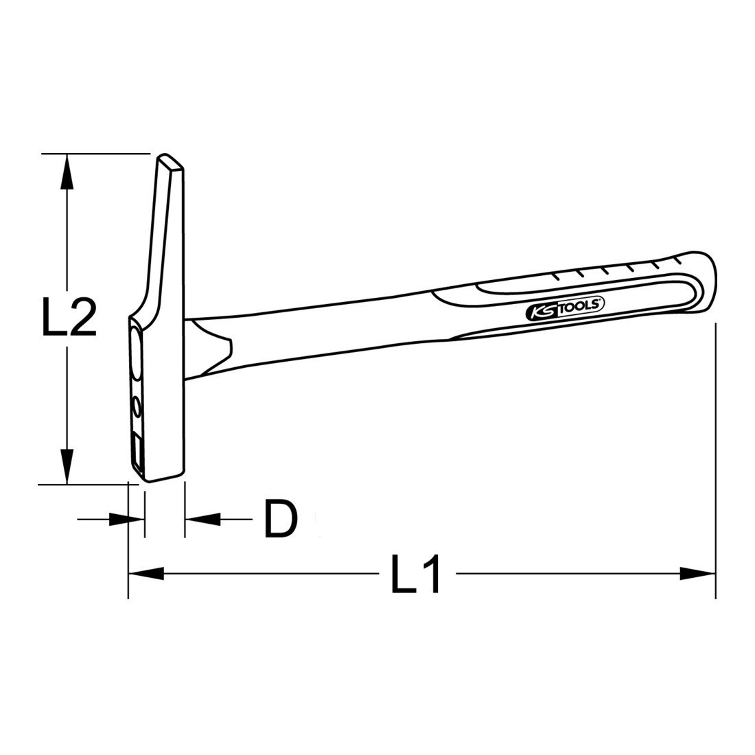 KS Tools elektricienshamer, Franse vorm, glasvezel steel, 200g