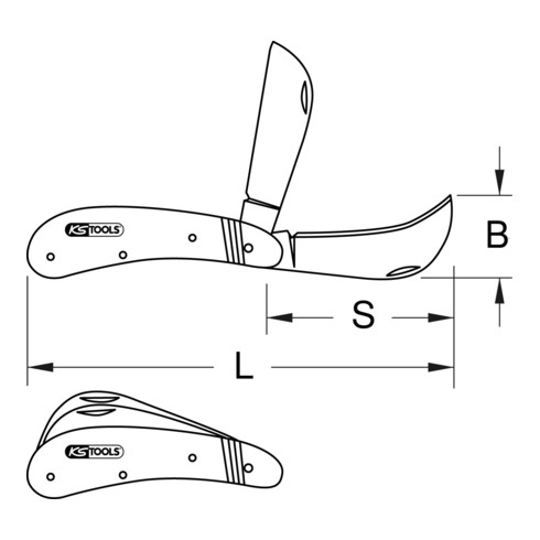 KS Tools Elektriker-Klappmesser, 1 Sichel- und eine gerade Klinge