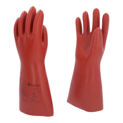 KS Tools Elektriker-Schutzhandschuh mit mechanischem Schutz, Größe 10, Klasse 0, rot