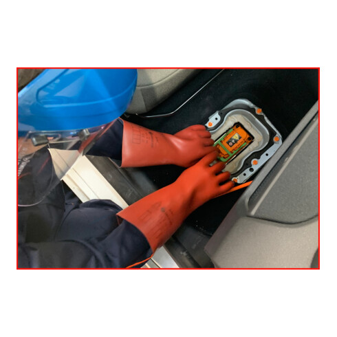 KS Tools Elektriker-Schutzhandschuh mit mechanischem Schutz, Größe 10, Klasse 1, rot