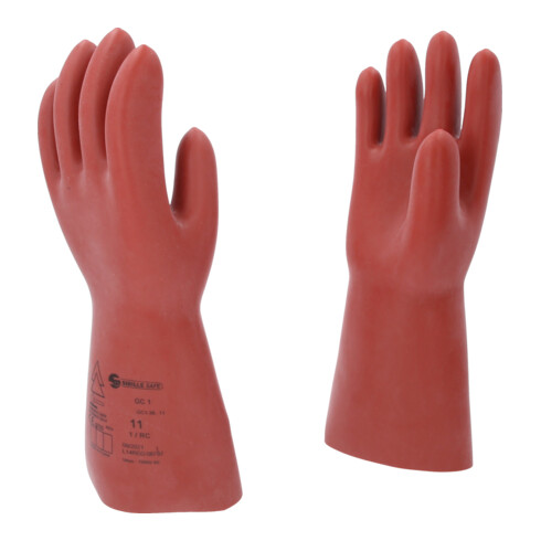 KS Tools Elektriker-Schutzhandschuh mit mechanischem Schutz, Größe 11, Klasse 1, rot