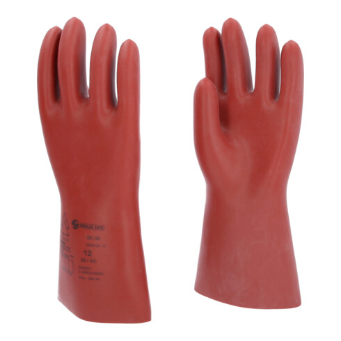 KS Tools Elektriker-Schutzhandschuh mit mechanischem Schutz, Größe 12, Klasse 00, rot