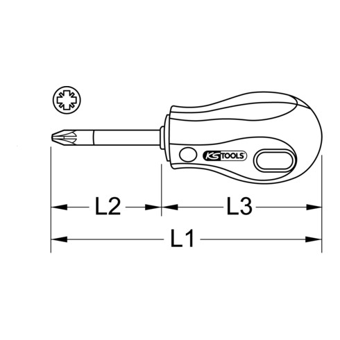 KS Tools ERGOTORQUE Schraubendreher, kurz, PZ