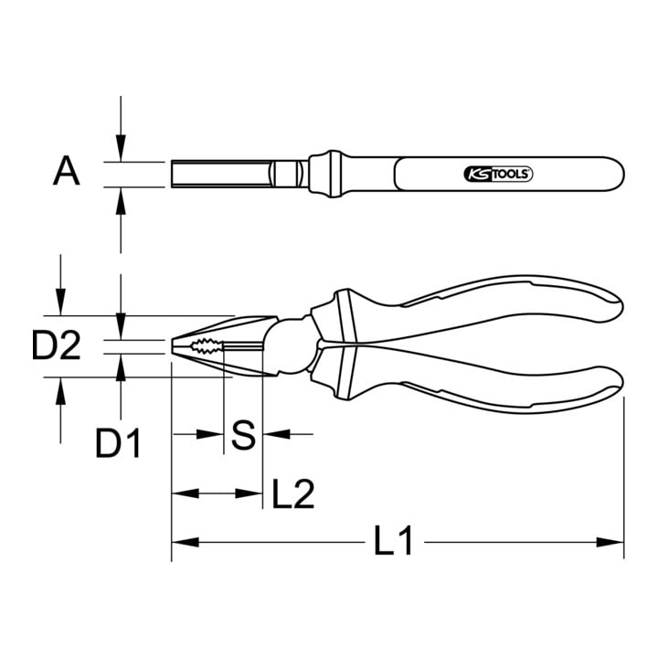 KS Tools ERGOTORQUE VDE combinatietang, 170mm