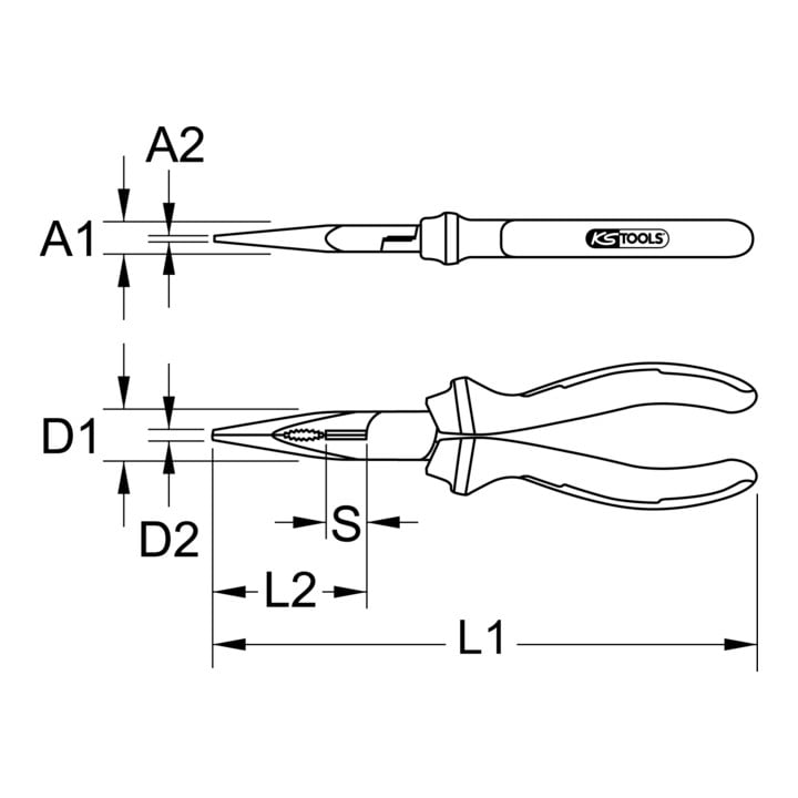 KS Tools ERGOTORQUE VDE platrondbektang, 210mm