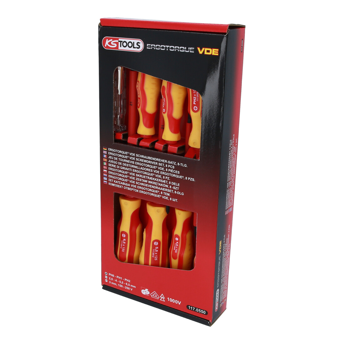 KS Tools ERGOTORQUE VDE Schraubendreher-Satz, PH+Schlitz, 8-teilig