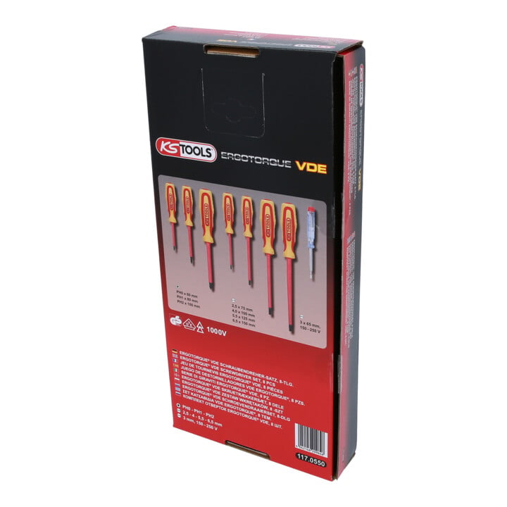 KS Tools ERGOTORQUE VDE Schraubendreher-Satz, PH+Schlitz, 8-teilig