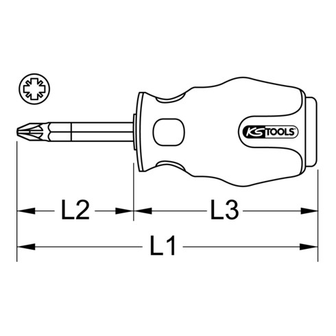 KS Tools ERGOTORQUEmax Schlagkappen-Schraubendreher, PZ2, kurze Form