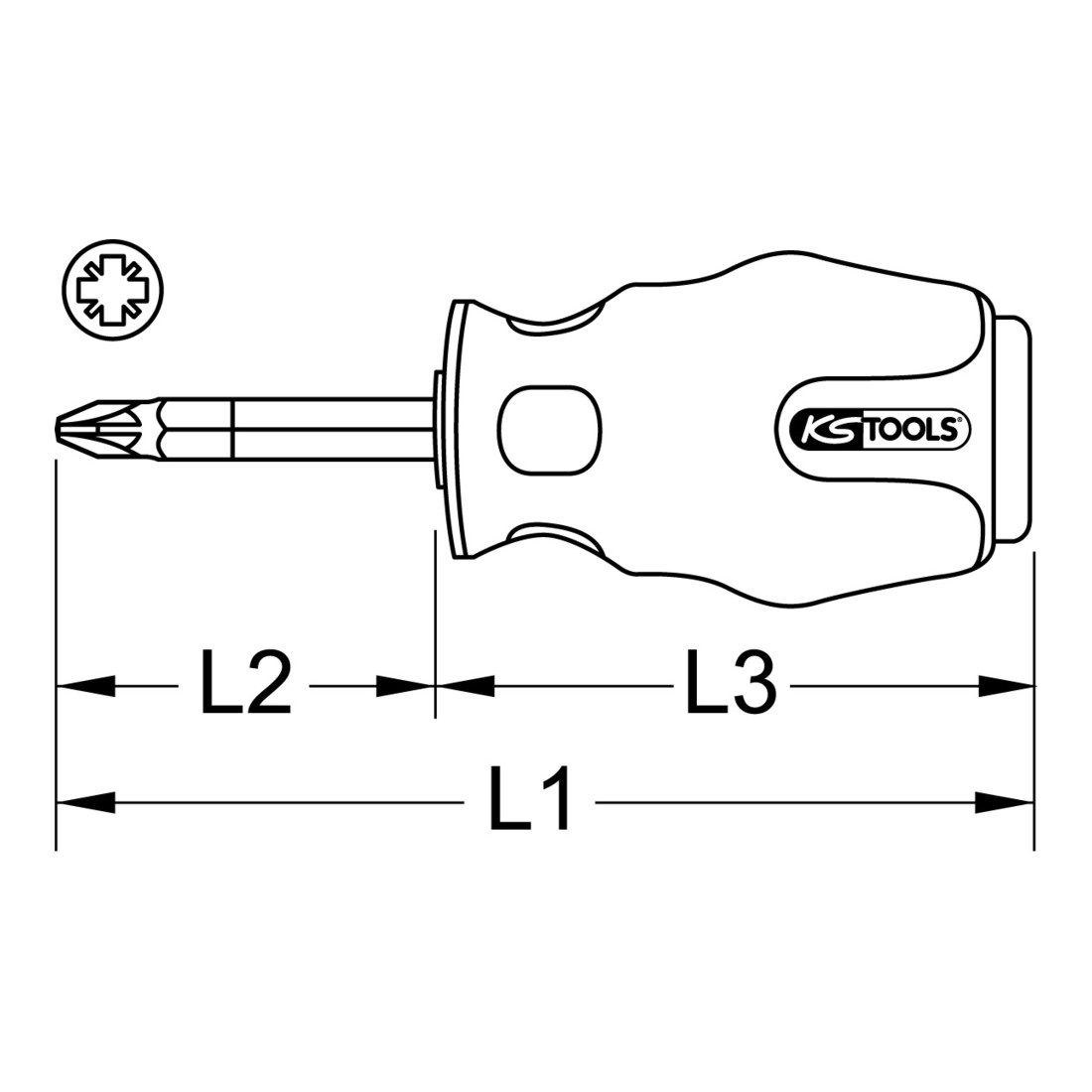 KS Tools ERGOTORQUEmax slagdopschroevendraaier, PZ2, korte uitvoering
