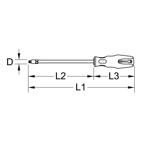 KS Tools ERGOTORQUEplus® schroevendraaier voor schroeven met vierkantaandrijving, #0, 155mm