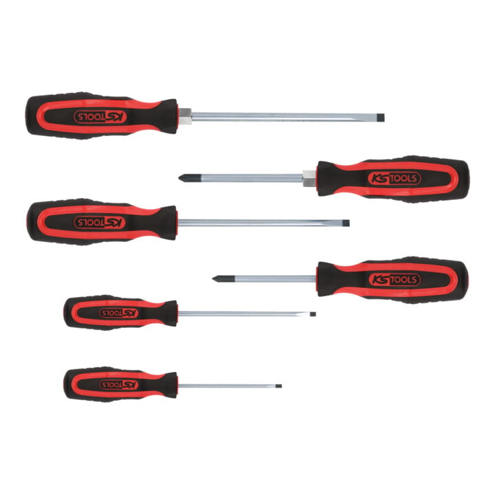 KS Tools ERGOTORQUEplus Schraubendreher-Satz, 6-teilig Schlitz, PZ