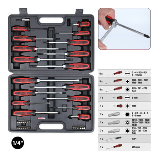 KS Tools ERGOTORQUEplus schroevendraaier- en bitset, 39-delig.
